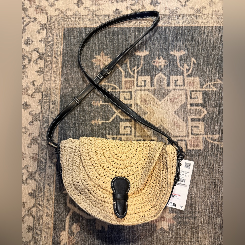 Zara Tan Woven Crossbody Bag